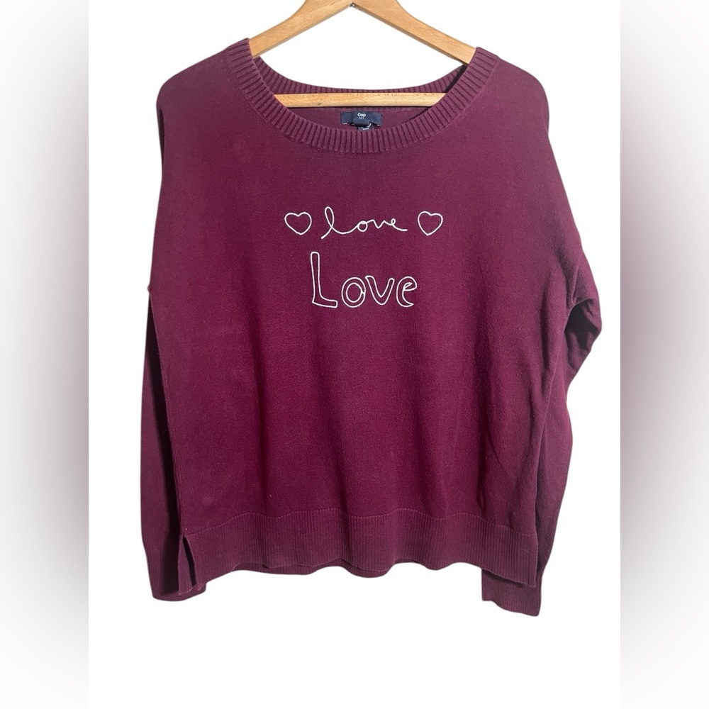 Gap Factory Love Sweater - Valentines Day Light-weight Maroon Size XL